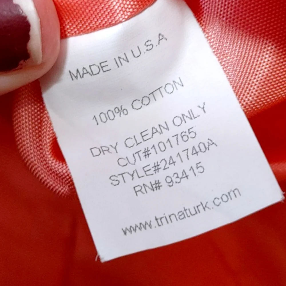 Trina Turk Orange Cotton Single Button Business Blazer Jacket Women's Size 6